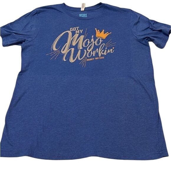 Muddy Waters men’s size XL “Got my mojo workin” blue SS concert T-shirt EUC - Picture 1 of 7